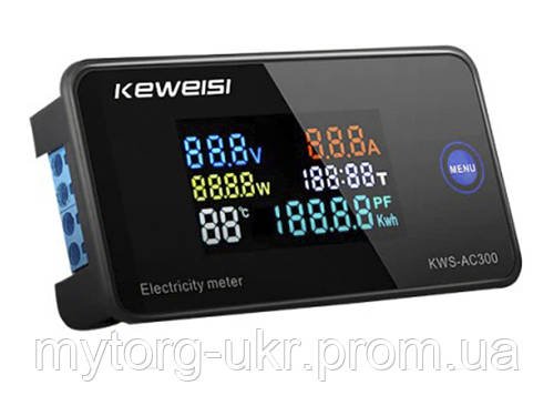 Вимірювач вольтметр амперметр ватметр Keweisi KWS AC 50-300V 100A  Чорний