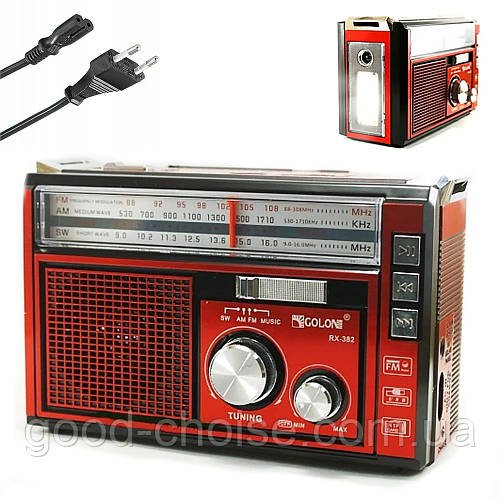 Портативний радіоприймач з USB, TF та Mp3, GOLON RX-382 / FM радіо з ліхтарем / Радіоприймач