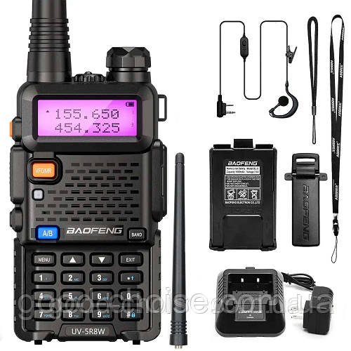 Рація Baofeng UV-5R до 7км, з гарнітурою (8 Вт, 1800 мАг) / Цифрова радіостанція для ЗСУ