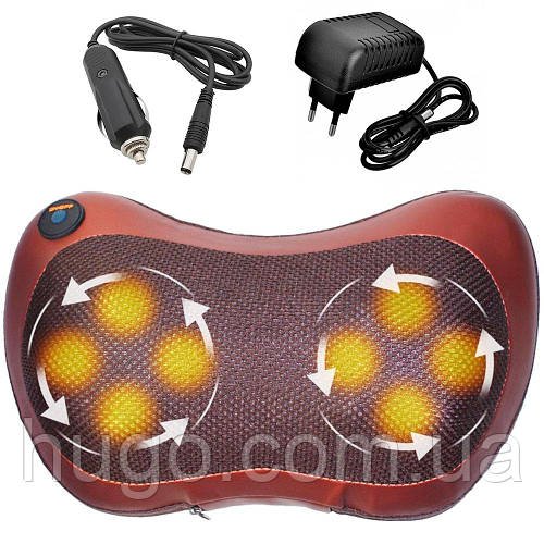 Масажна подушка Massage Pillow 8028, (31х10х19 см) / Роликовий масажер для шиї та спини