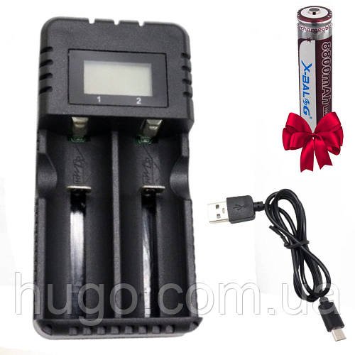 Зарядка для 2 акумулятора 18650 НD-8991А + Акумулятор 18650 X-Balog 8800mAh / Зарядка для 2 батарейок