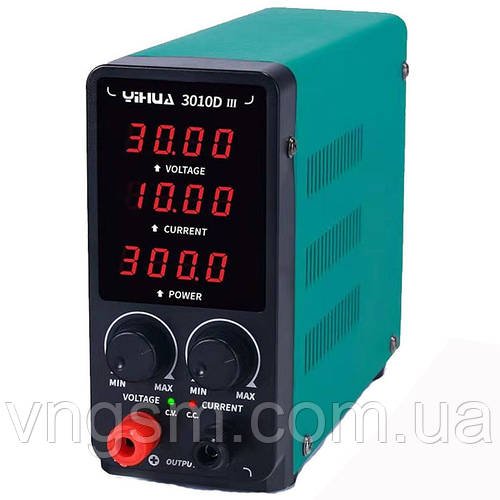 Блок живлення YIHUA 3010D-III, 30V, 10A, 300W імпульсний, цифрова індикація (V/A/W) компактний