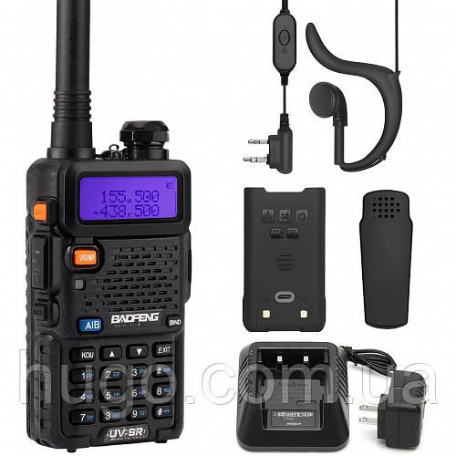 Рація Baofeng UV-5R 8W, до 7км + гарнітура та док станція / Портативна радіостанція для ЗСУ
