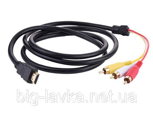 Кабель перехідник з HDMI на 3 RCA