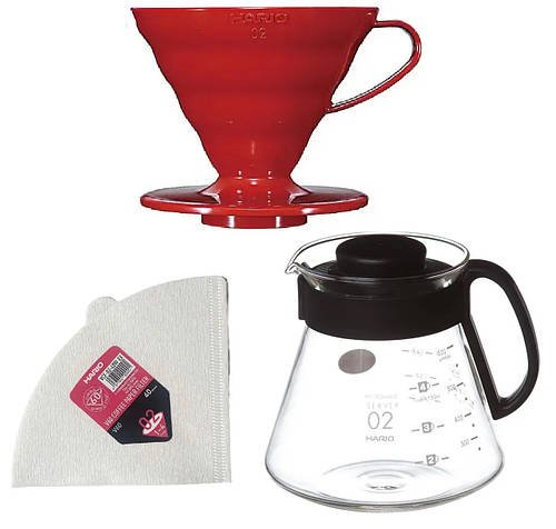 Комлект Hario V60 Red 02 на 3 предмета 600мл