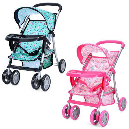 Дитяча коляска для ляльок Melogo (2 види, кошик, столик-бампер, ремені безпеки) 9304 BWT/ 025
