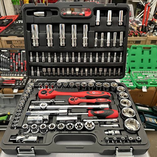 Професійний набір інструментів 108 од. INTERTOOL ET-6108 CrV на 2 тріскачки 1/4 і 1/2