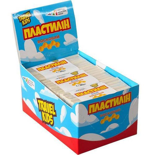 Восковий пластилін "Travel Kids" 12 шт в упаковці 30г Білий
