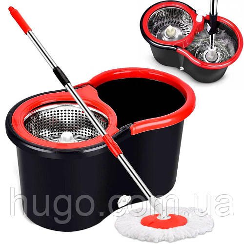 Комплект відро та швабра з автоматичним віджимом (8л) Spin Mop 360 / Набір для прибирання будинку / Турбошвабра