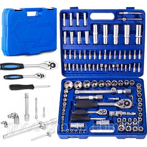 Набір інструментів 108 предметів у кейсі(1/4" і 1/2") / Набір ручного автоінструменту/ Набір ключів для машини