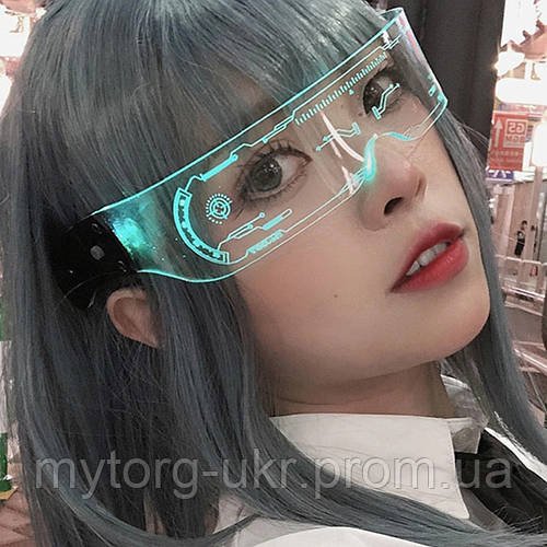 Світлодіодні окуляри EL Cyberpunk 7 кольорів  Мультицвіт