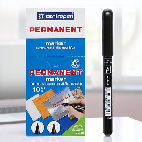 Тонкий перманентний маркер CENTROPEN 2846 Чорний Упаковка 10 шт.