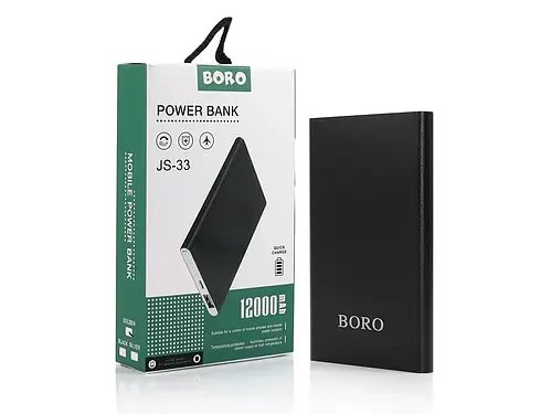 Зовнішній акумулятор Power bank 12000mAh Boro JS-33
