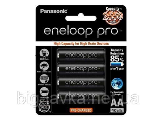 Акумулятори Panasonic Eneloop PRO АА 2550 mAh  Чорний