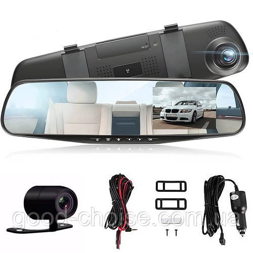 Відеореєстратор дзеркало DVR Full HD з камерою заднього виду / Автомобільний реєстратор з дисплеєм 4,3 дюйми