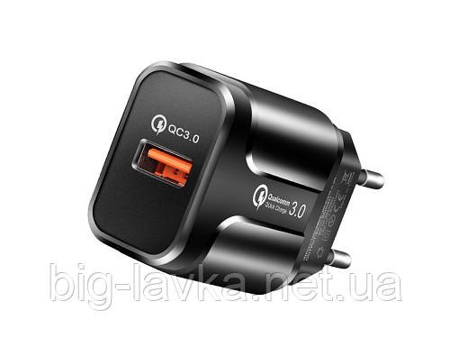 Швидка зарядка Qualcomm YKZ 18 Вт QC 3.0 4.0 USB  Чорний