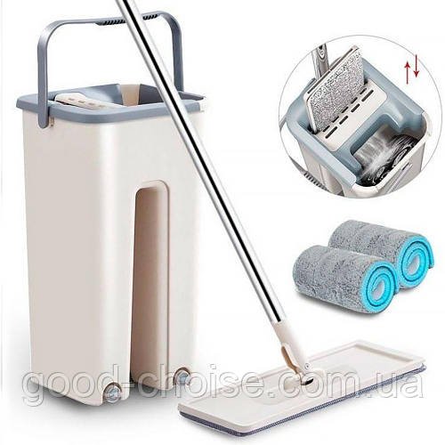 Швабра-ледарка з відром 3,5л + 2 насадки, Scratch Cleaning Mop / Набір для прибирання