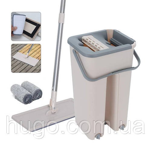 Швабра та відро 3,5л + 2 насадки, Scratch Cleaning Mop Grout-Aide № K12-69 / Набір для прибирання / Швабра ледарка
