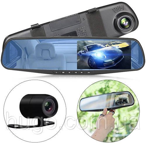 Відеореєстратор дзеркало DVR Full HD з камерою заднього виду / Автореєстратор з дисплеєм