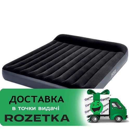 Надувний матрац велюр двомісний (182-203-25см, підголовник) Intex 64144