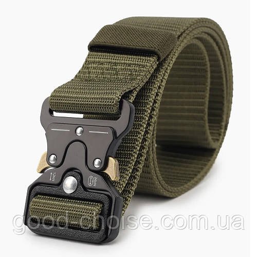 Тактичний ремінь 140 см з пряжкою Tactical Belt, Оливковий / Чоловічий ремінь для ЗСУ