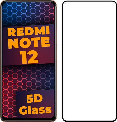 5D скло Xiaomi Redmi Note 12 4G (Захисне Full Glue) Black