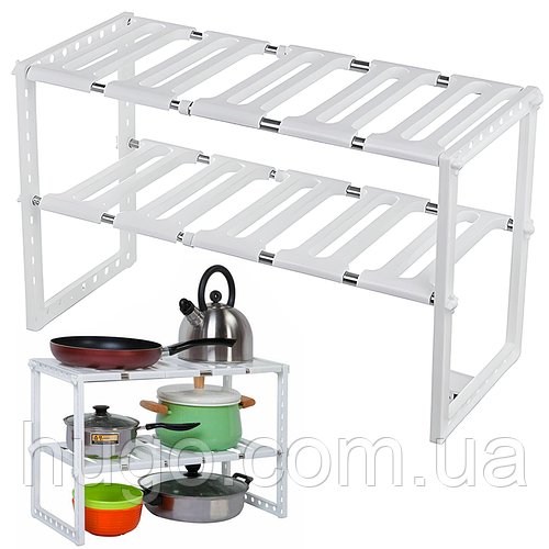 Регульована кухонна полиця для посуду 38-70 см KITCHEN RACK / Розсувний органайзер під раковину