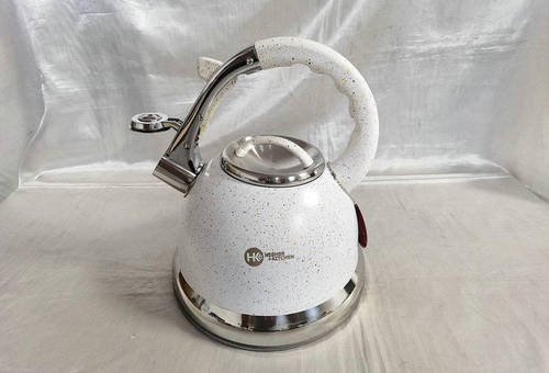 Чайник із гранітним покриттям HIGHER KITCHEN ZP-021 зі свистком 3,5л. Білий