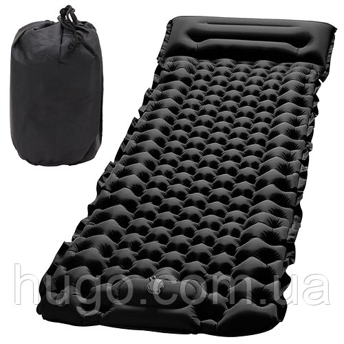 Надувний матрац 188х58х6см з подушкою, Outdoor Sleeping, Чорний / Туристичний каремат для сну