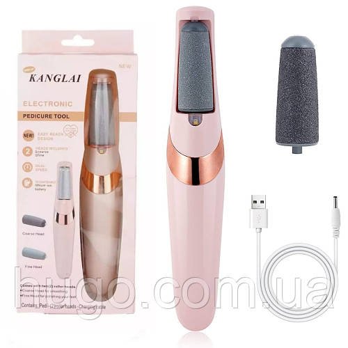 Електрична пемза для ніг + 2 ролика, від USB, Flawless Pedi / Роликова пилка для п'ят / Апарат для педикюру