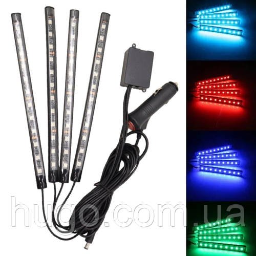 Універсальне RGB led підсвічування зі світломузикою, HR-01678 / Підсвічування в машину / Автомобільна лед стрічка