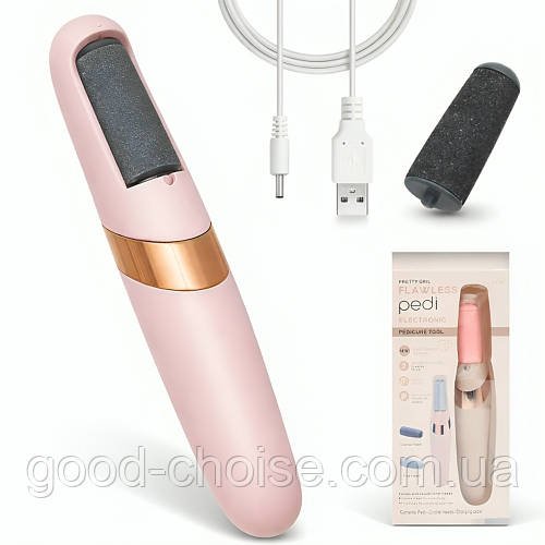 Електрична пемза для ніг з 2 роликами, від USB, Flawless Pedi / Електропилка для п'ят / Апарат для педикюру