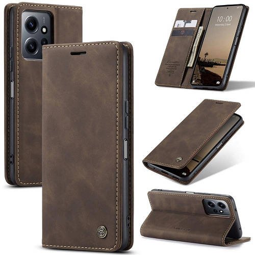 Чохол книжка з магнітом Xiaomi Redmi Note 12 4G CaseMe Dark Brown