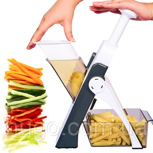 Мультислайсер для овочів, Brava Spring Slicer, Сірий / Багатофункціональна терка для овочів / Овочерізка ручна
