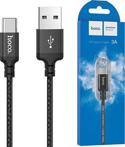 Інтерфейсний кабель Hoco X14 3A USB - TypeC 2m Black