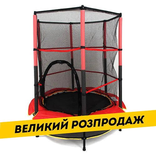 Дитячий батут на пружинах із сіткою (діаметр 140 см) Tilly BT-RJ-0072 Червоний Акція до 10.08