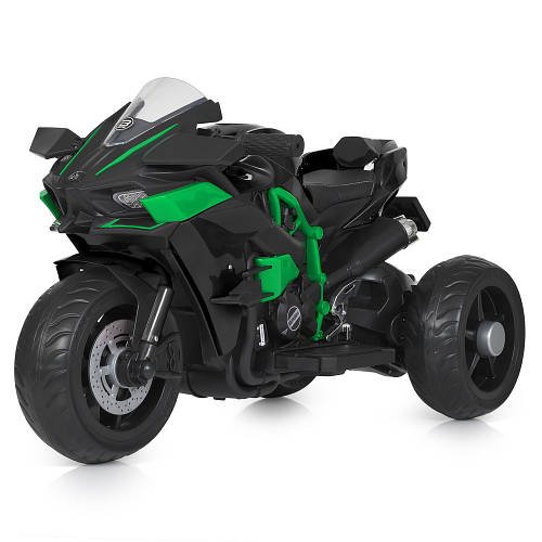 Електричний триколісний мотоцикл Kawasaki на акумуляторі та музикою Bambi M 5023EL-2 Зелений