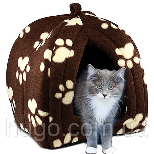 Будиночок для собаки або кота Pet Hut White, 30х26х26 см, Коричневий / М'який будиночок для собаки / Котячий будиночок