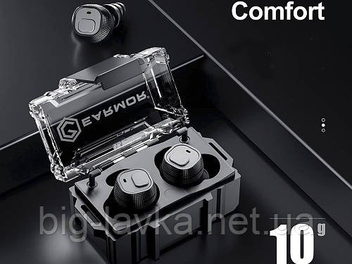 Беруші Earmor M20 MOD3 Black для стрільби тактичні активні електронні  Чорний
