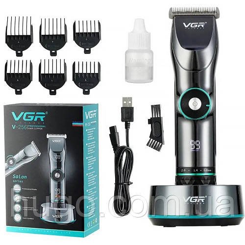 Професійна машинка для стрижки волосся VGR V-256 + 6 насадок / Акумуляторний чоловічий тример