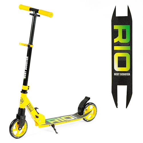 Самокат двоколісний Best Scooter (амортизатор, алюмінієве гальмо, колеса PU 145) R - 35959 Жовтий