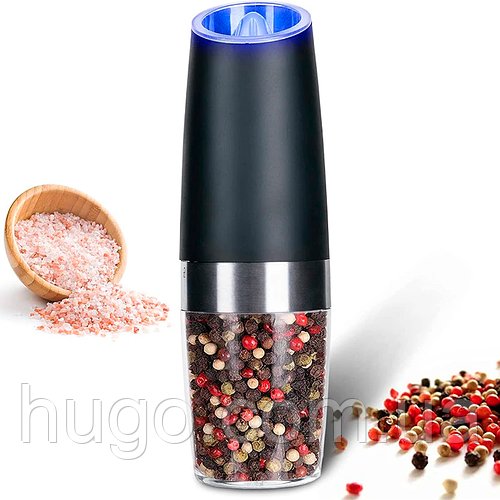 Електричний млин для спецій 20х6,3 см, Spice bottle electronic, Чорний / Гравітаційний млин