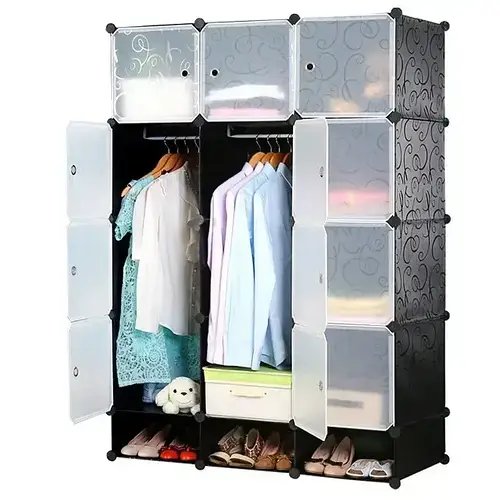 Пластикова складана шафа Storage Cube Cabinet МР 312-62 Чорний Полиці для зберігання речей