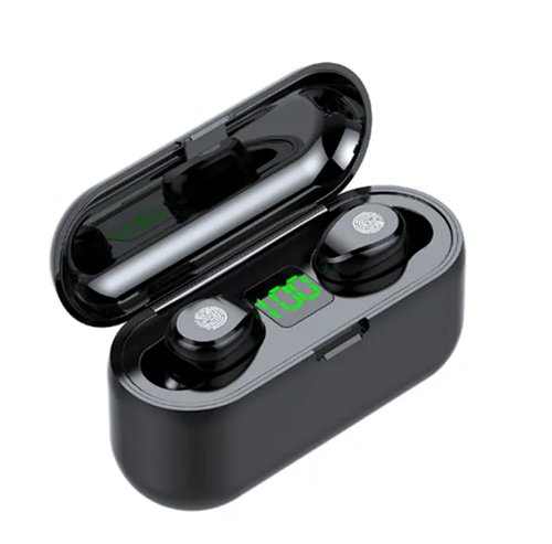 Бездротові сенсорні навушники із цифровим зарядним кейсом-повербанком TWS F9 Чорні