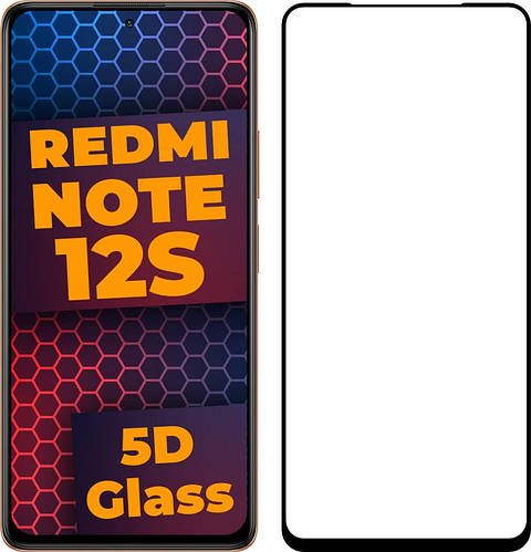 5D скло Xiaomi Redmi Note 12S (Захисне Full Glue) Black