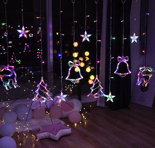 Гірлянда штора Мульти з формами дзвіночки 12 PCS light MIX Лучшая цена