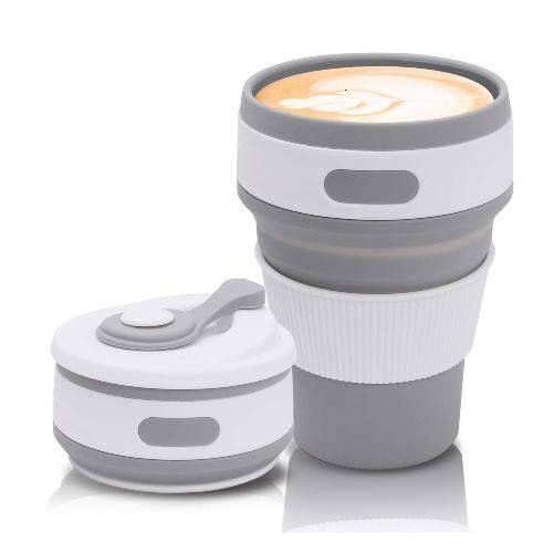 Складана склянка силіконова Collapsible Coffee Cup 350 мл Сірий Лучшая цена