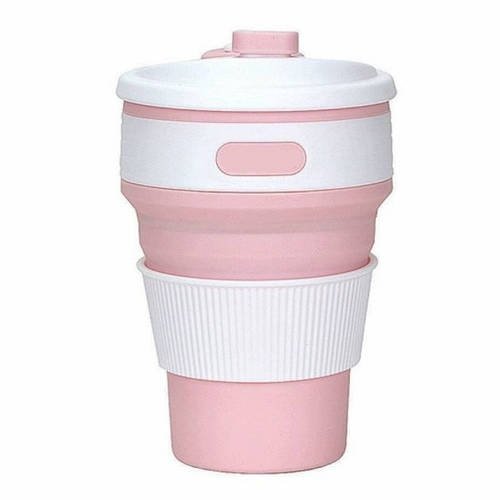 Складана склянка силіконова Collapsible Coffee Cup 350 мл Рожевий Лучшая цена