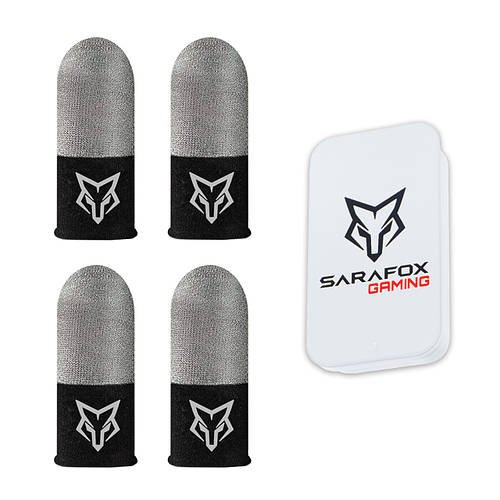 Комплект ігрові напальчники Sarafox V8 Silver ультра тонкі чутливі срібло - 4 шт + металевий бокс
