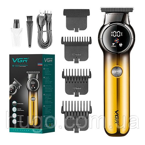 Тример для стрижки волосся та бороди VGR V-989, зарядка від USB / Акумуляторна машинка для стрижки з насадками